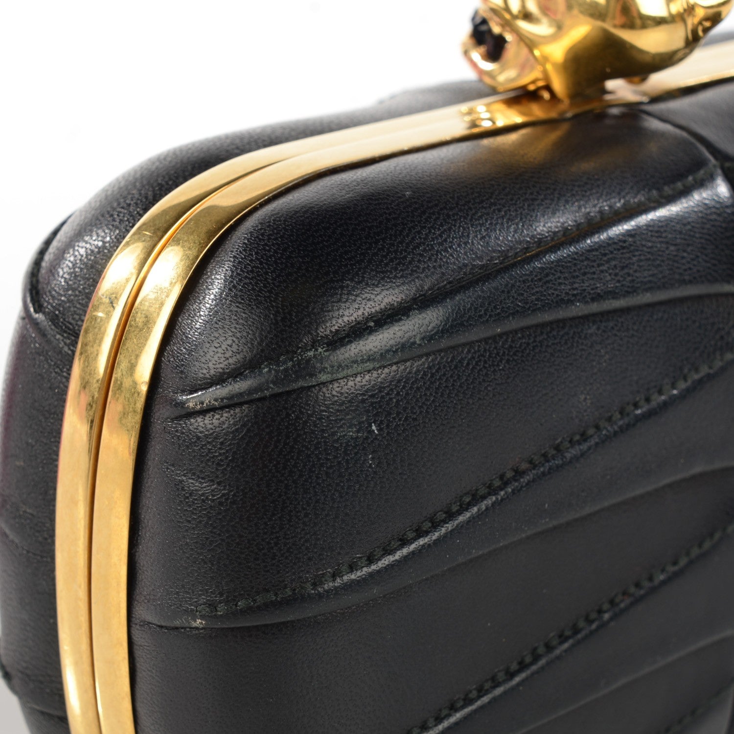 Alexander McQueen Leather Shark Teeth Skull Box Clutch Black 8 of 11