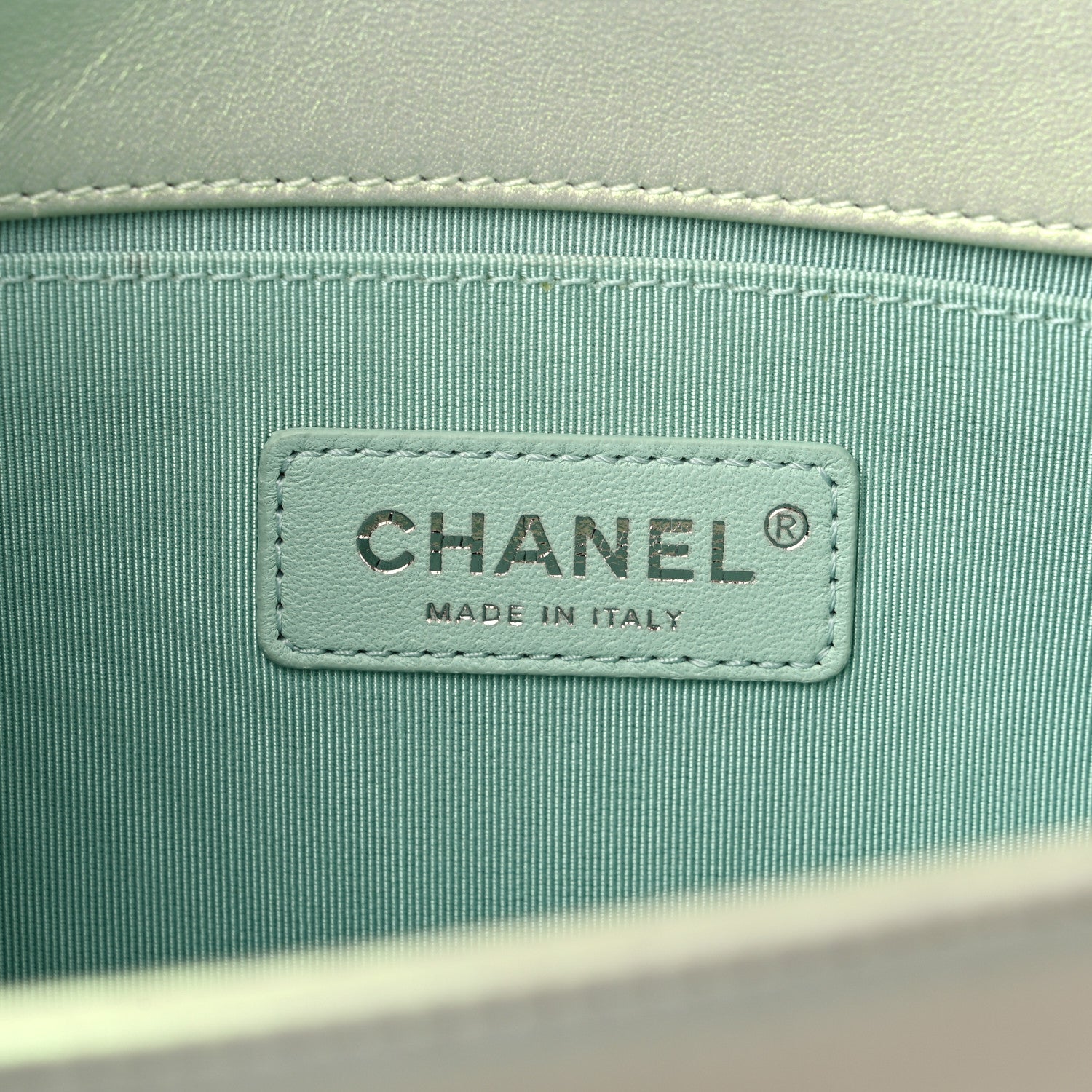 Chanel Iridescent Lambskin Chevron Quilted Medium Boy Flap Green 6 of 10