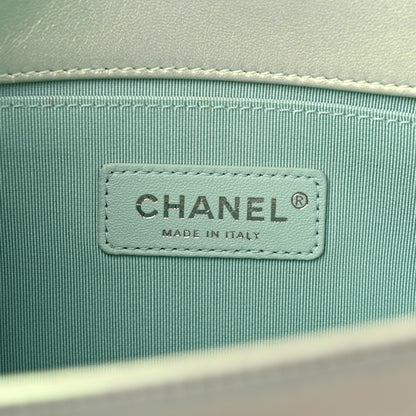Chanel Iridescent Lambskin Chevron Quilted Medium Boy Flap Green 6 of 10