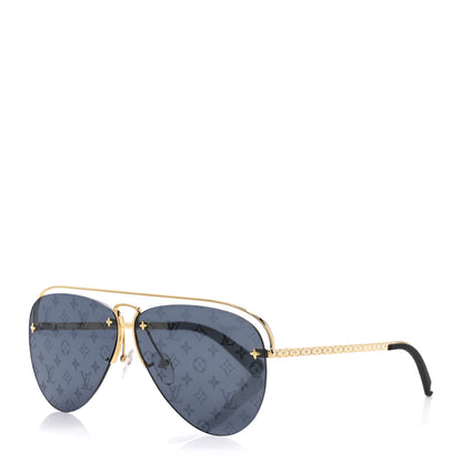 Louis Vuitton Metal Monogram Grease Sunglasses Z1172W Gold 1 of 8