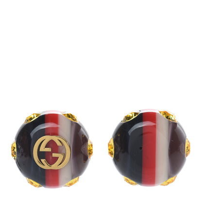 Gucci Resin Strass Vintage Web Stud Earrings Blue Red 1 of 10