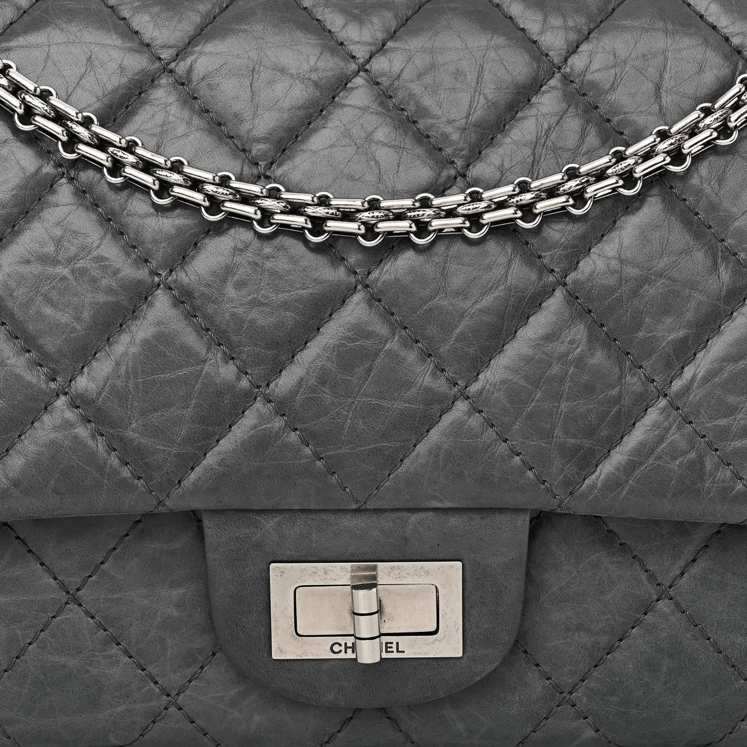 Chanel Aged Calfskin Quilted 50th Anniversary 2.55 Reissue 227 Flap Grey 8 of 12