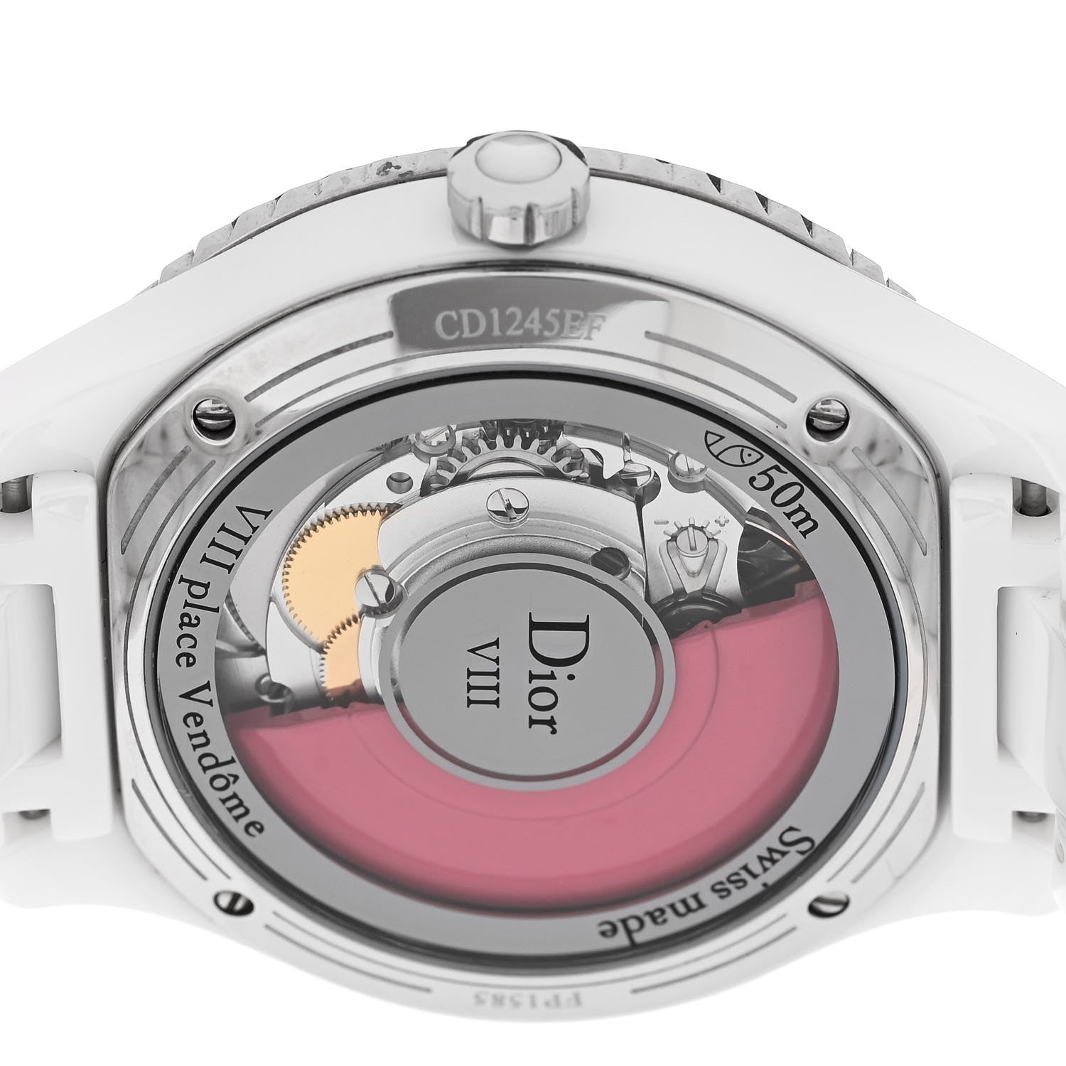 Christian Dior Stainless Steel Ceramic Pink Sapphire 38mm Dior VIII Automatic Watch White 4 of 6