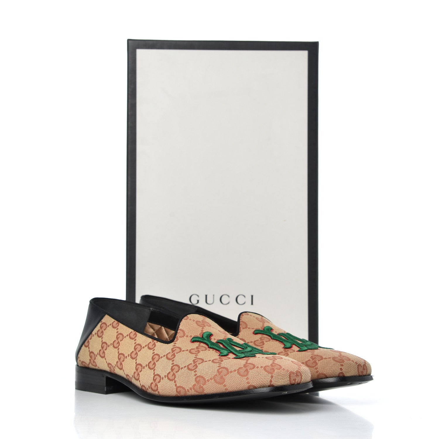 Gucci X MLB GG Monogram LA Dodgers Embroidered Mens Loafers 8.5 Beige Ruggine Black 19 of 19