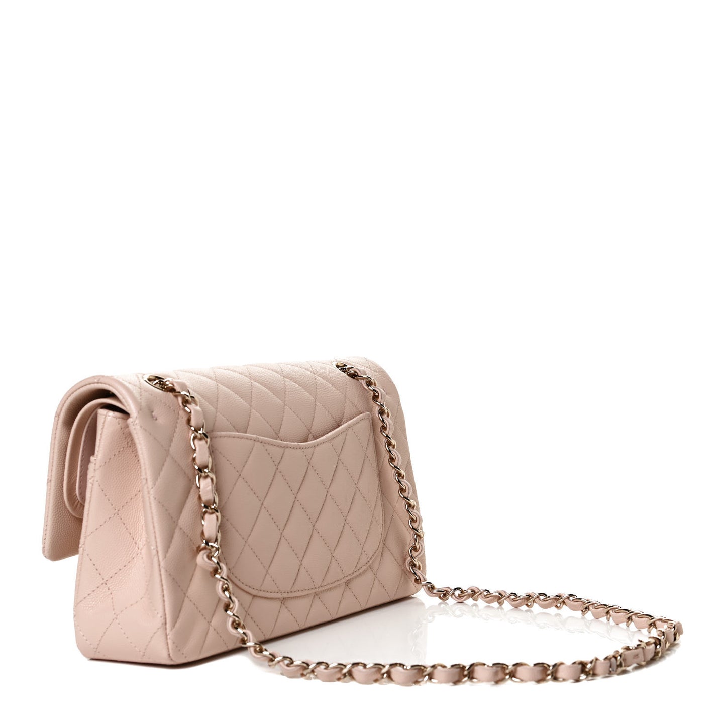 Caviar Quilted Medium Double Flap Light Beige