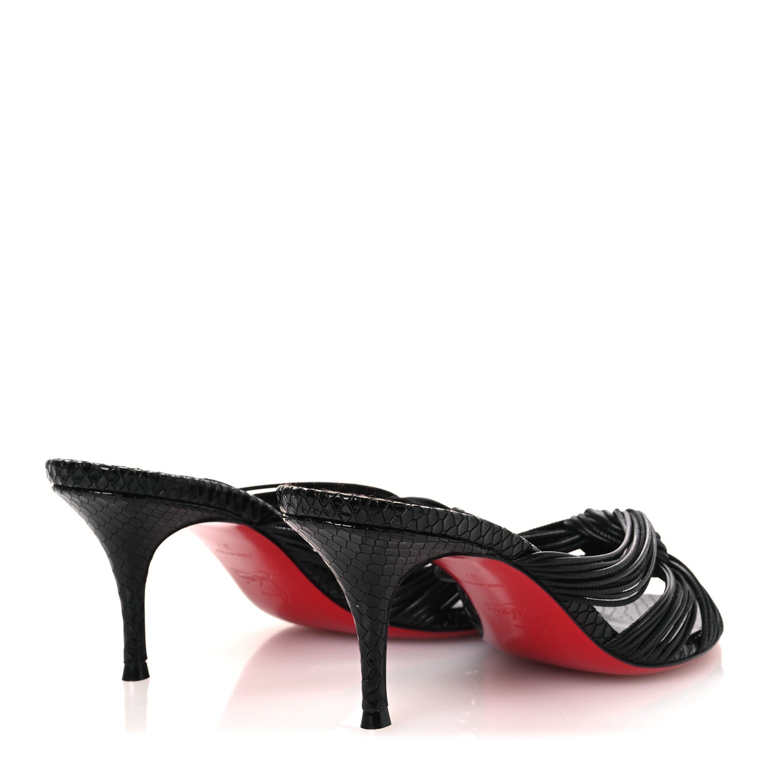 Christian Louboutin Kid Snakeskin Embossed Multitaski 70 Sandals 37 Black 5 of 11