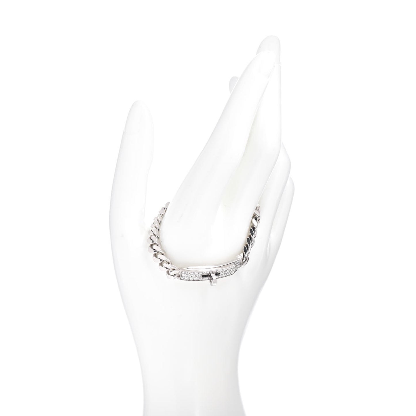 18K White Gold Diamond TPM Kelly Gourmette Bracelet XS