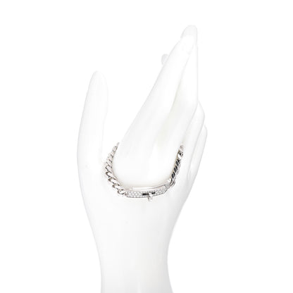 Hermes 18K White Gold Diamond TPM Kelly Gourmette Bracelet XS 2 of 4