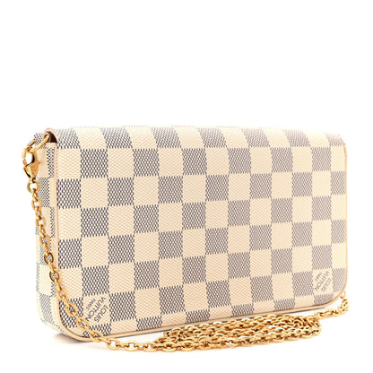 Louis Vuitton Damier Azur Pochette Felicie Chain Wallet Rose Ballerine 4 of 13