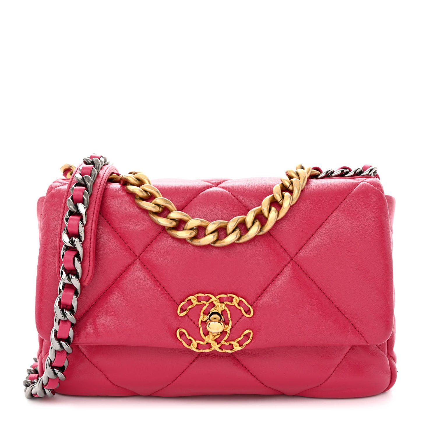 Lambskin Quilted Medium Chanel 19 Flap Dark Pink