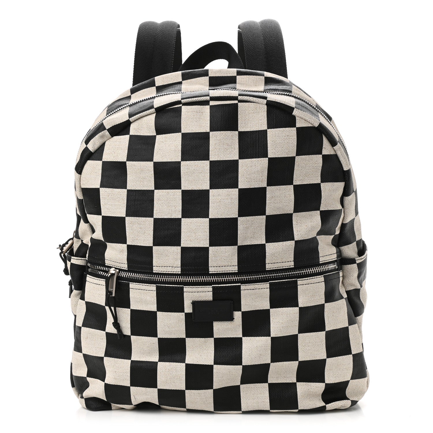 Saint Laurent Calfskin Checked Print Nuxx Backpack Black White 1 of 9