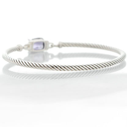 David Yurman Sterling Silver Diamond Amethyst 3mm Petite Wheaton Bracelet 4 of 6