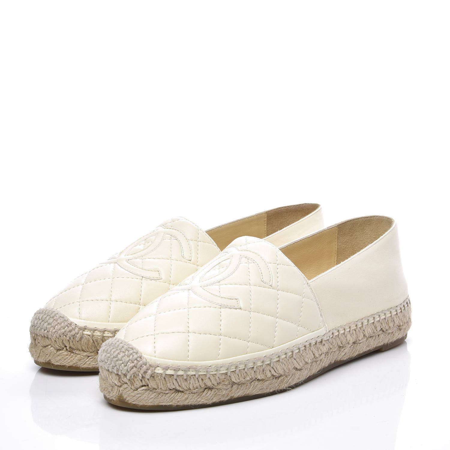 Chanel Lambskin Quilted CC Espadrilles 36 Ivory 2 of 11
