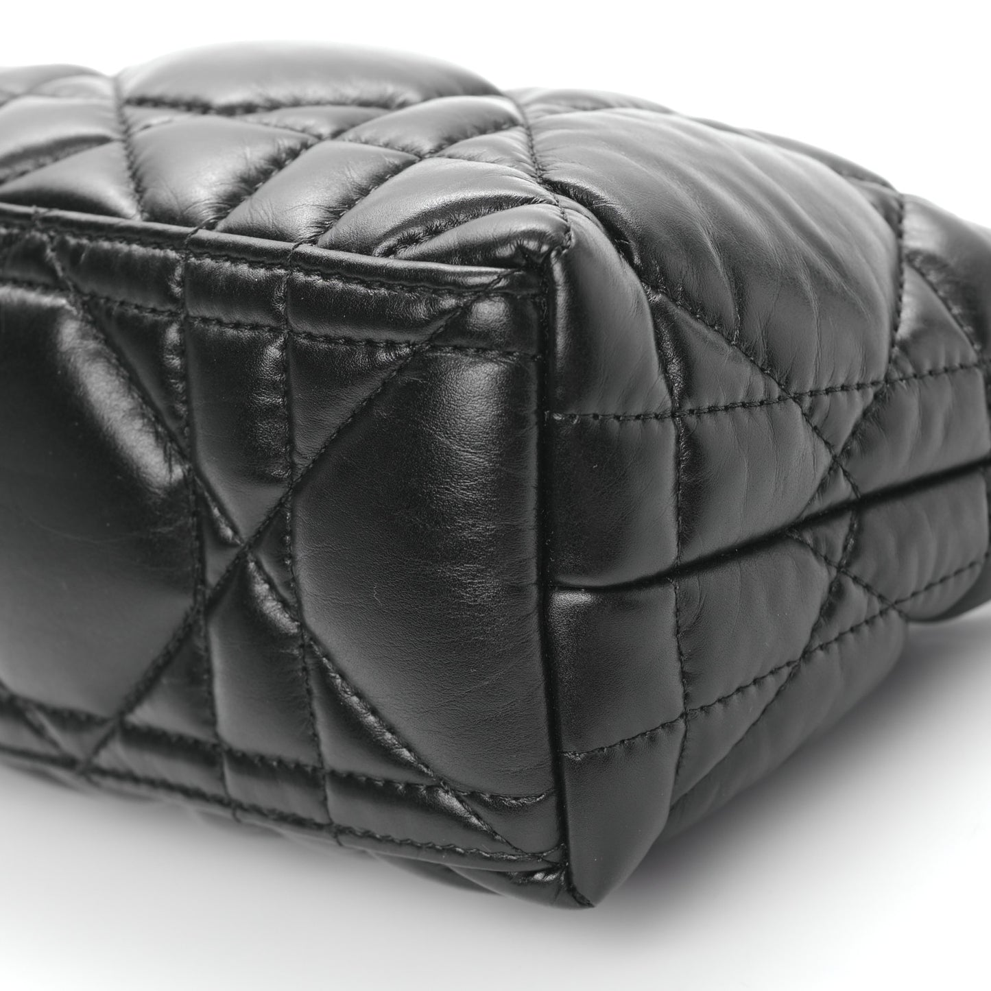 Calfskin Macrocannage Small Diortravel Nomad Pouch Black