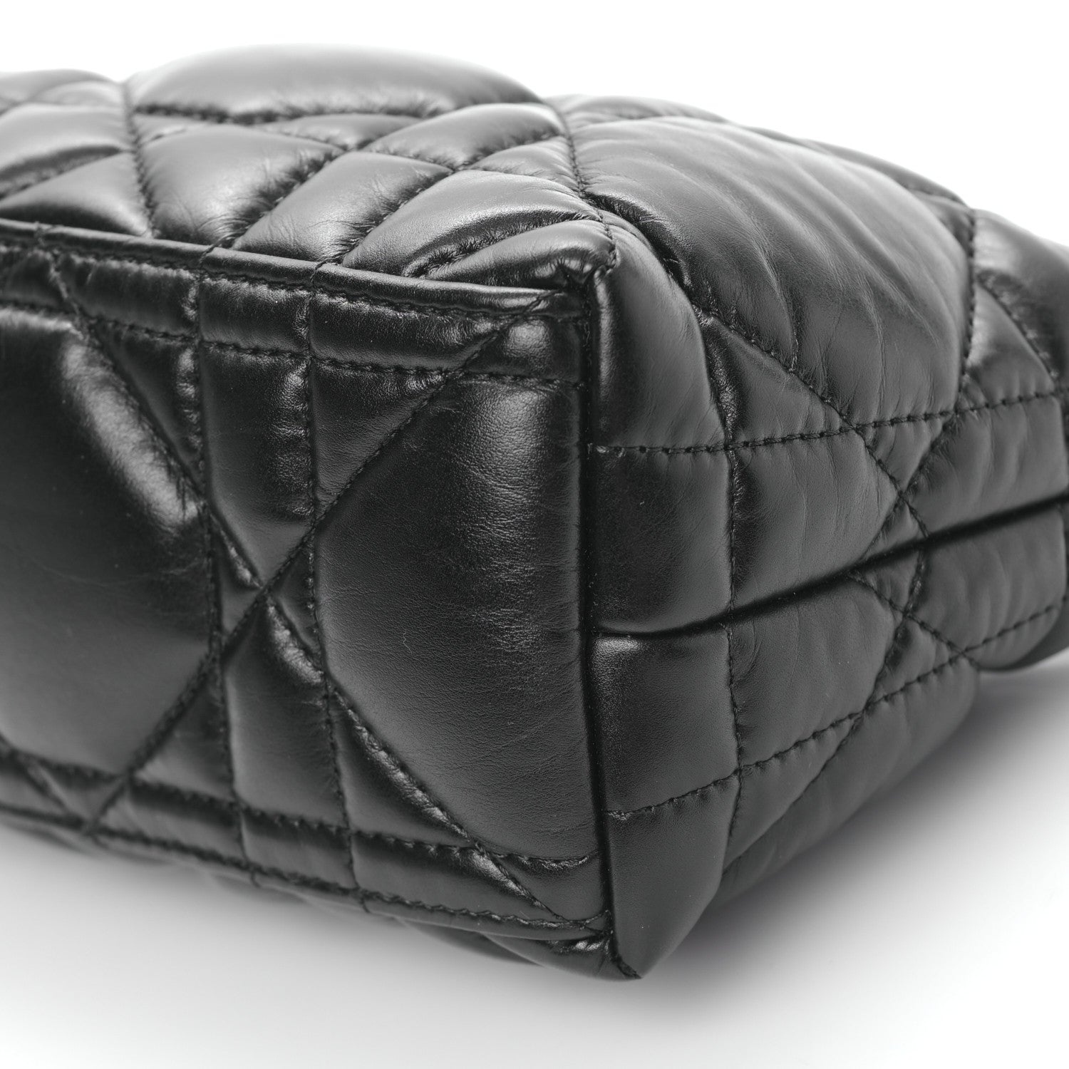 Christian Dior Calfskin Macrocannage Small Diortravel Nomad Pouch Black 9 of 9