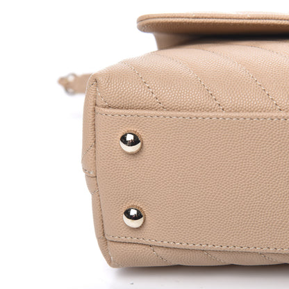 Chanel Caviar Chevron Quilted Mini Coco Handle Flap Beige 10 of 11