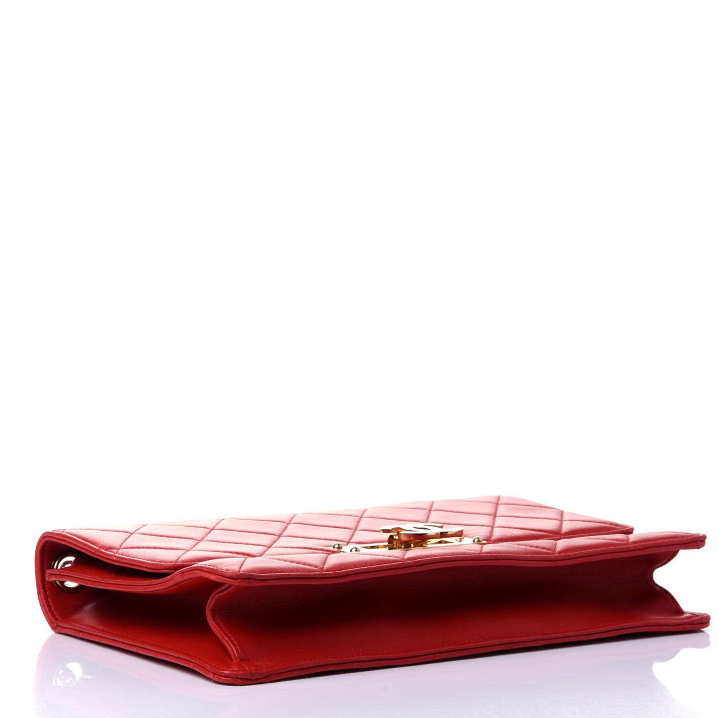Lambskin Quilted Large Golden Class Flap Red