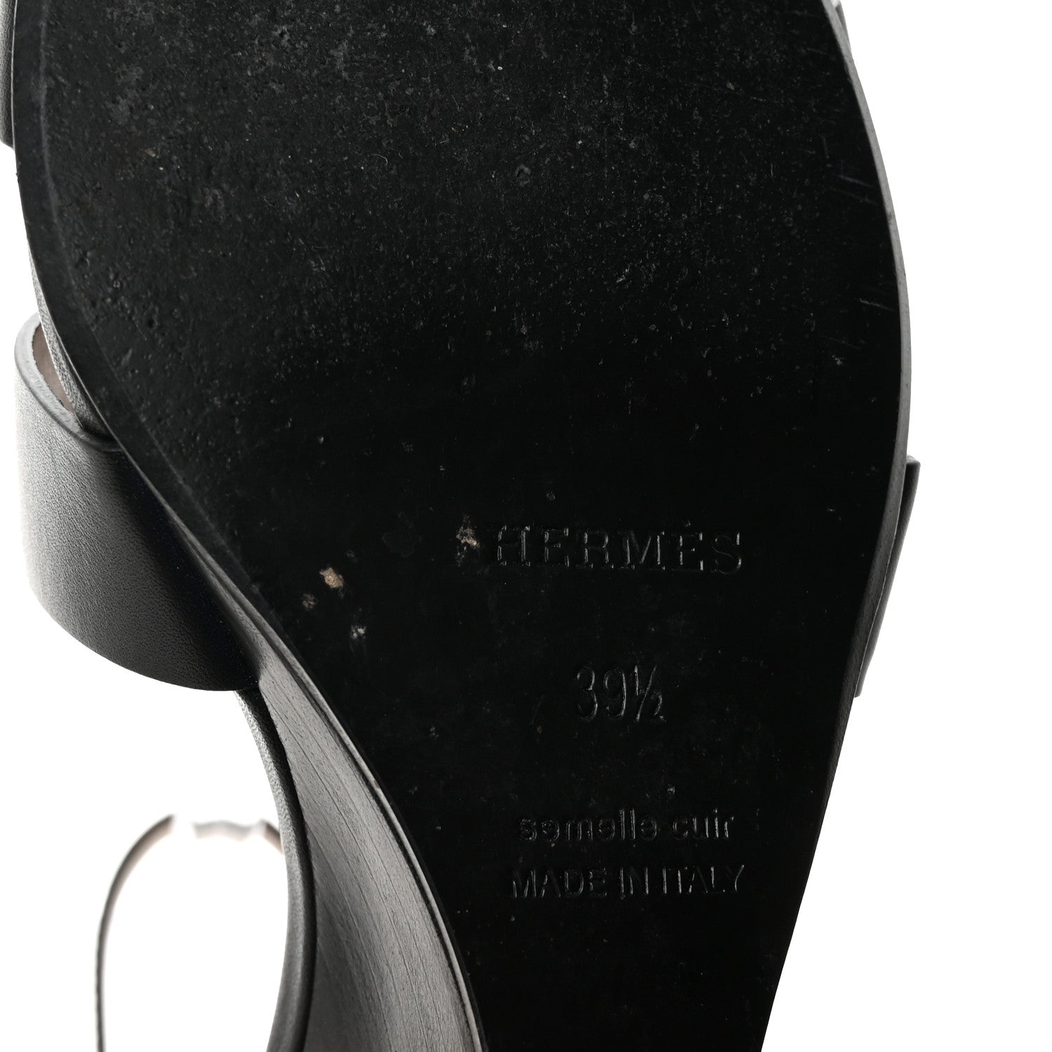 Hermes Calfskin Legend Wedge Sandals 39.5 Black 7 of 10