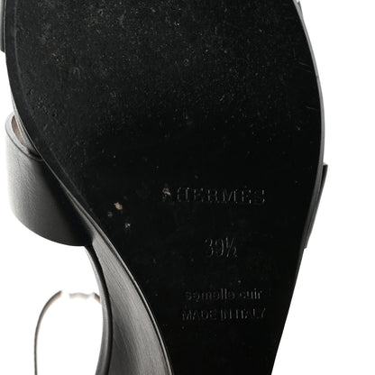 Hermes Calfskin Legend Wedge Sandals 39.5 Black 7 of 10