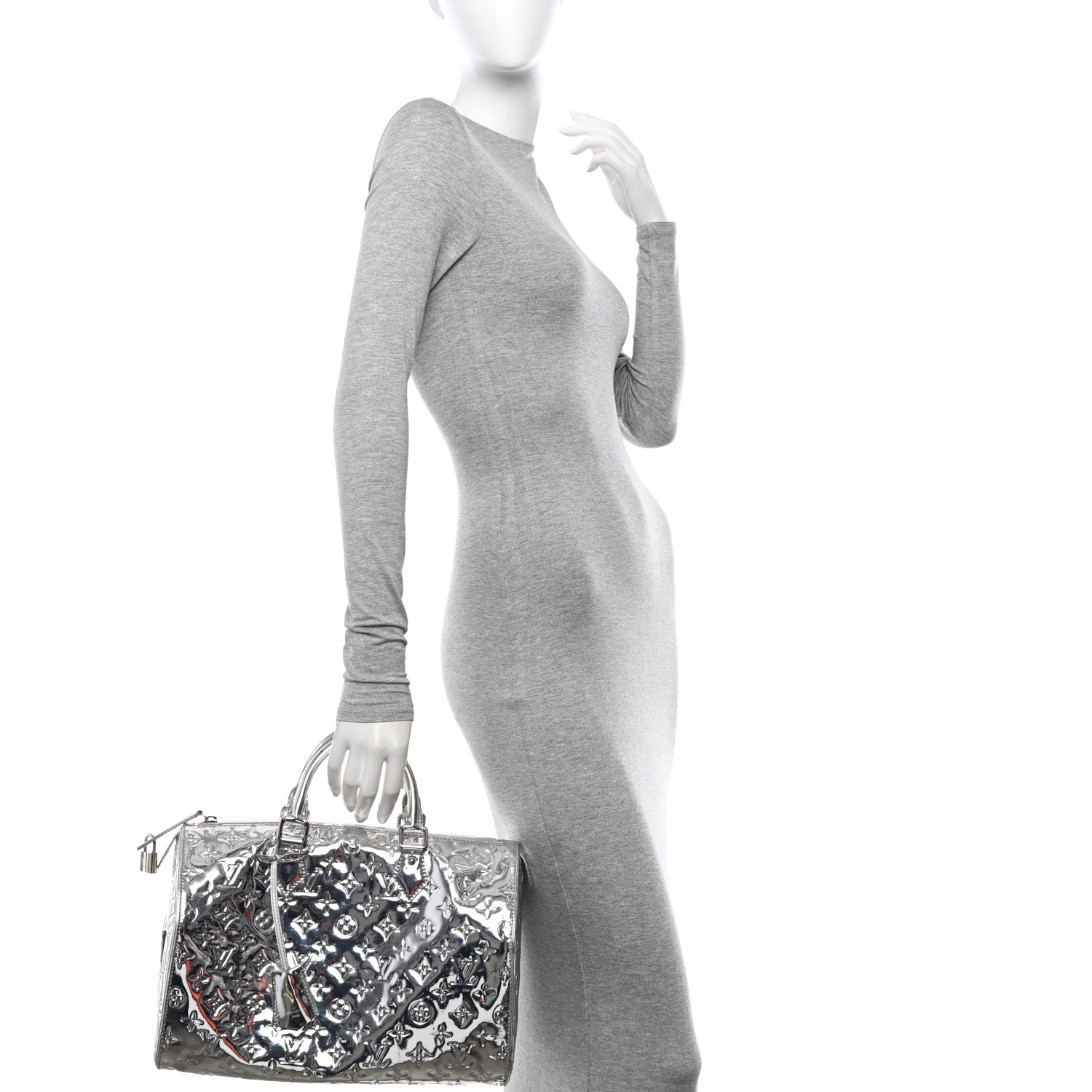 Louis Vuitton Monogram Miroir Speedy 30 Silver 2 of 17
