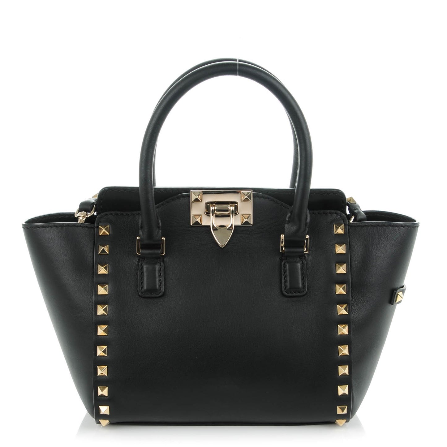 Vitello Mini Rockstud Double Handle Tote Black