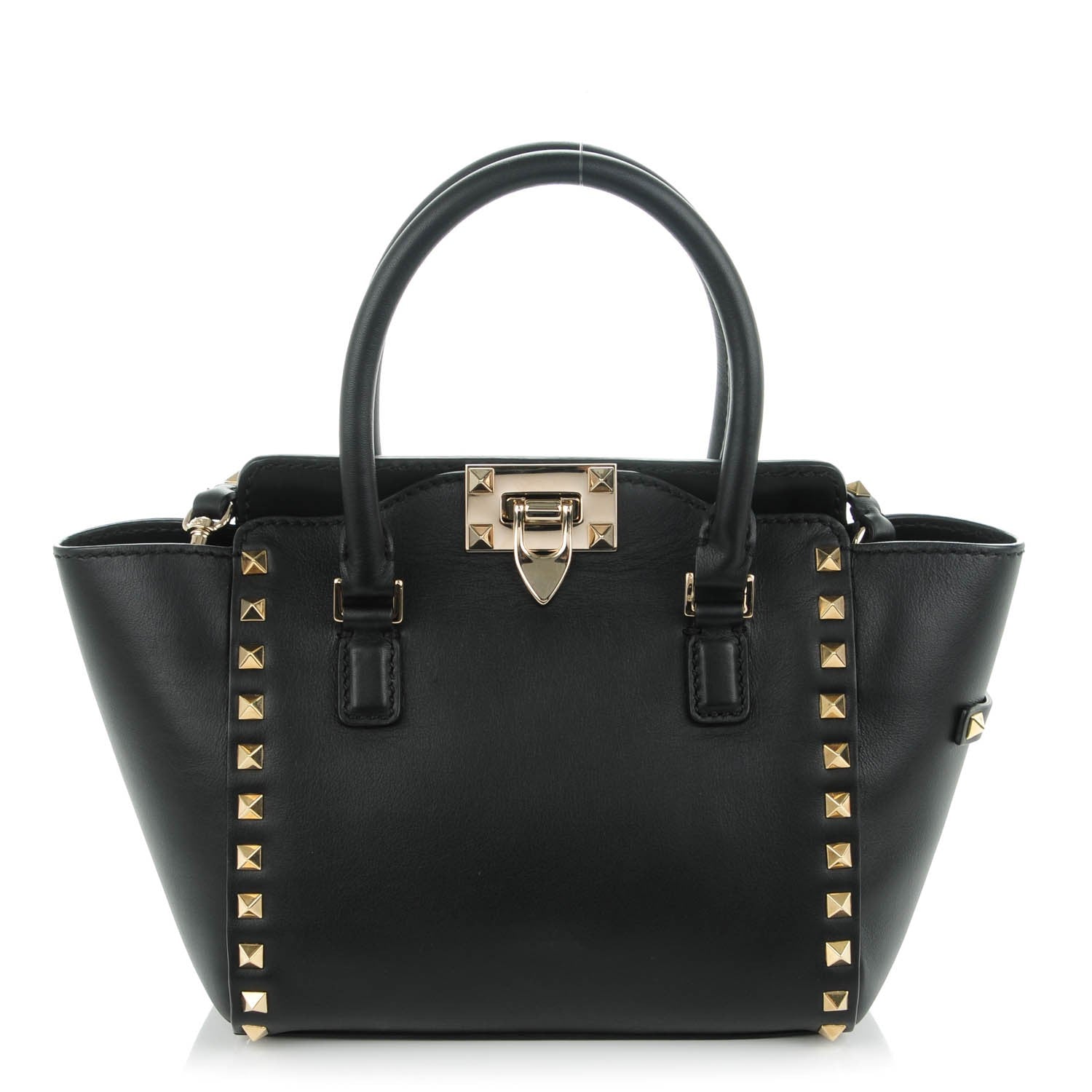 Valentino Garavani Vitello Mini Rockstud Double Handle Tote Black 1 of 7