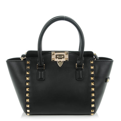 Valentino Garavani Vitello Mini Rockstud Double Handle Tote Black 1 of 7