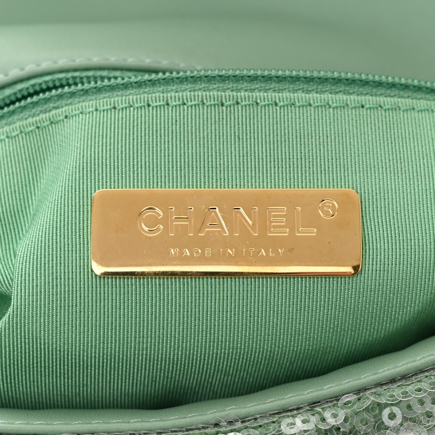 Chanel Sequin Quilted Medium Chanel 19 Flap Light Green 6 of 10
