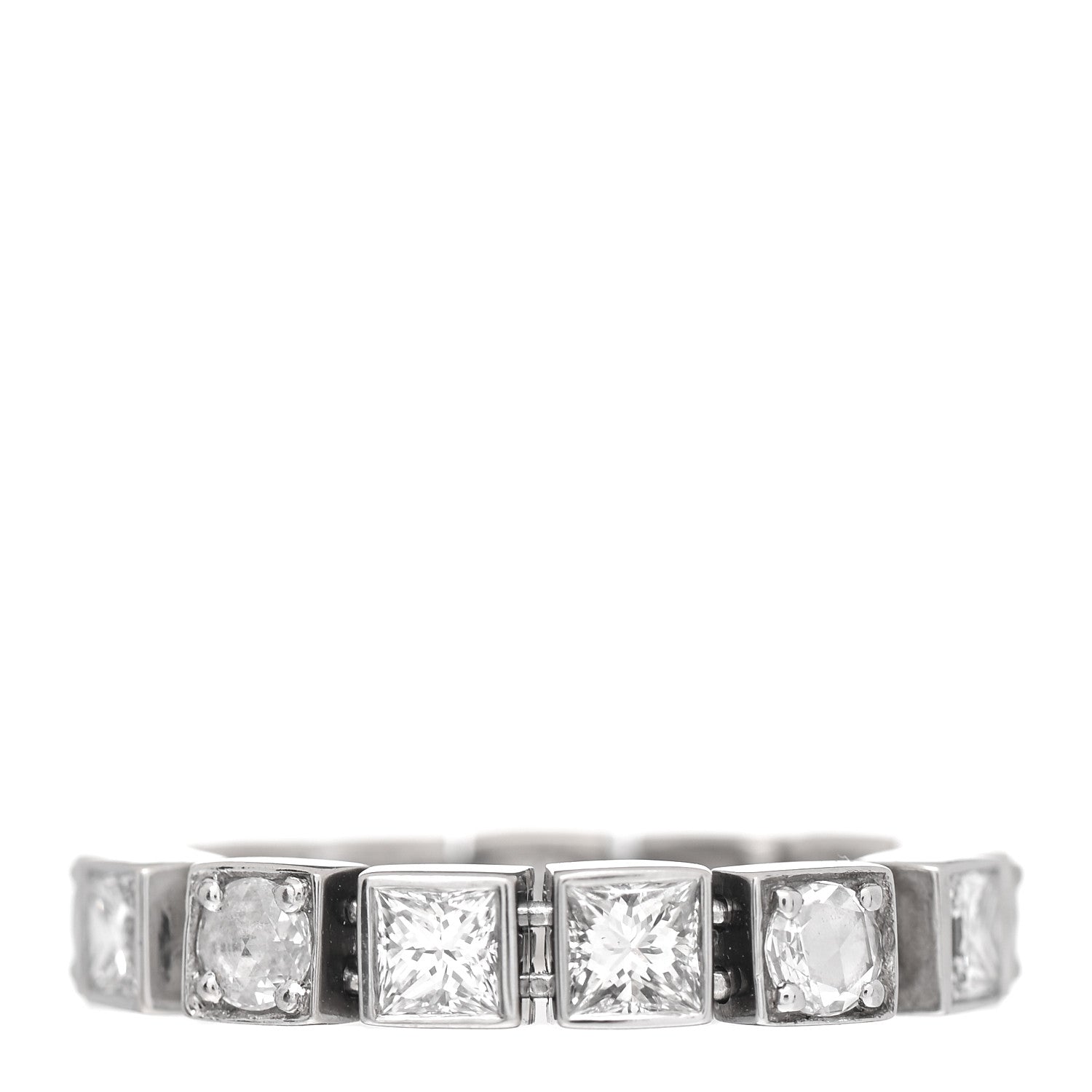 Tiffany 18K White Gold Diamond T Line Band Ring 52 6 1 of 4