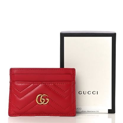 Gucci Calfskin Matelasse GG Marmont Card Holder Hibiscus Red 10 of 10