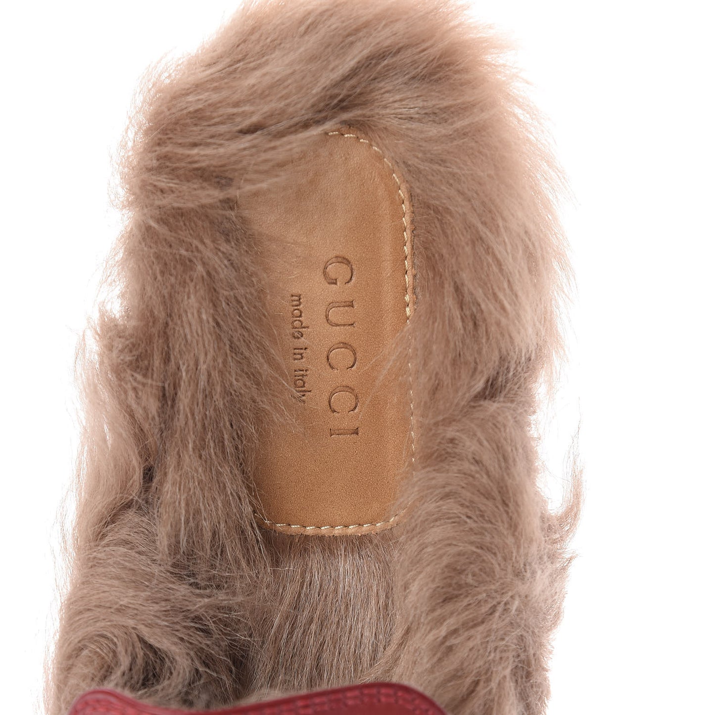 Betis Glamour Calfskin Fur Womens Princetown Slippers 36 Hibiscus Red Naturale