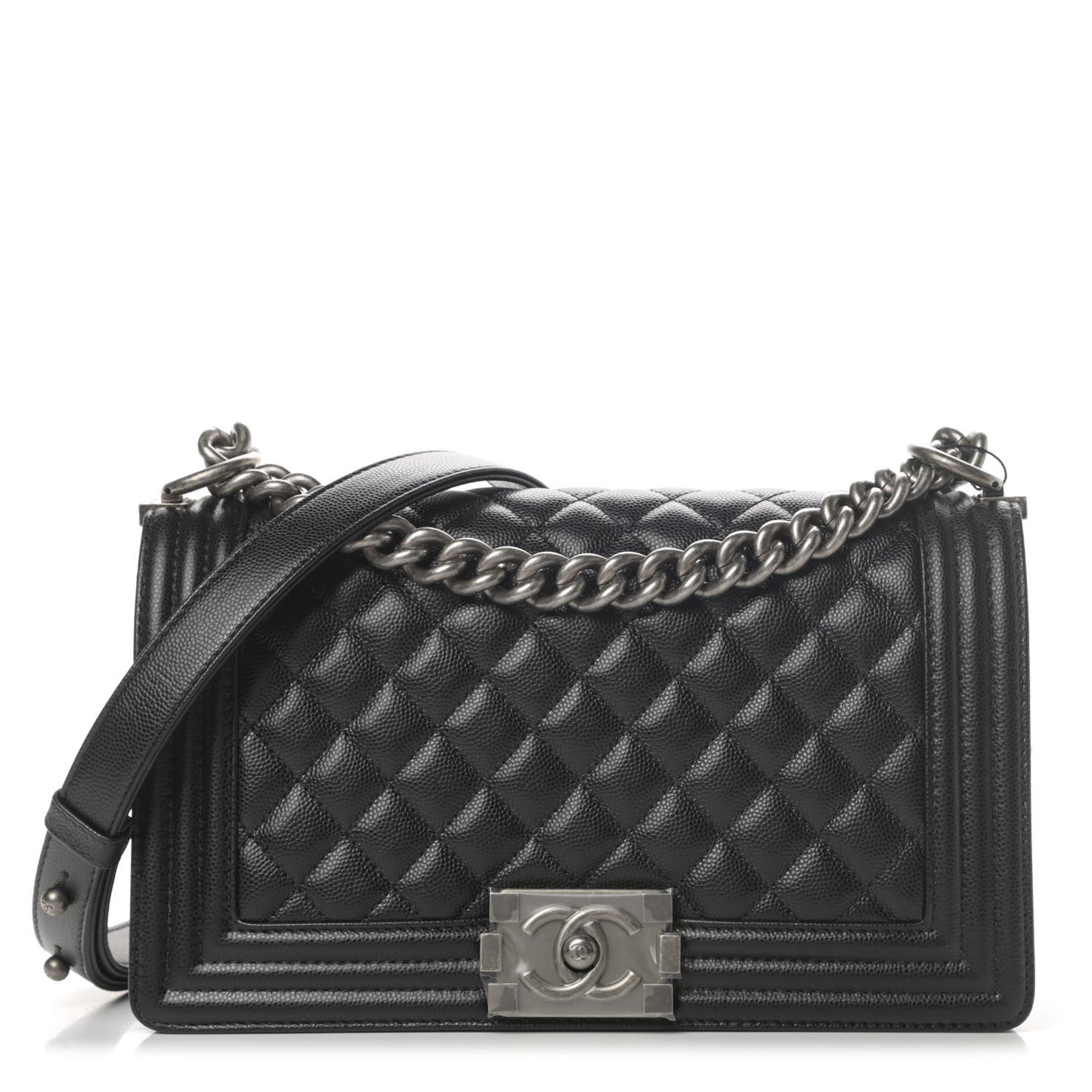 Caviar Quilted Medium Boy Flap Black