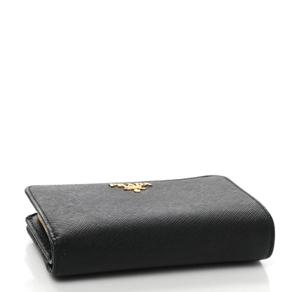 Prada Saffiano Metal Compact Wallet Black 4 of 7