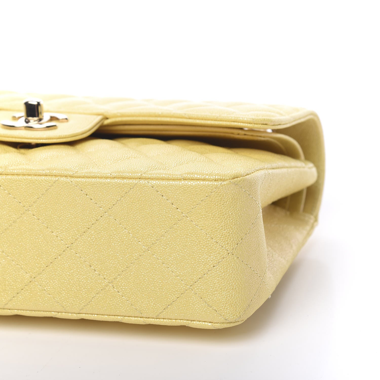 Chanel Iridescent Caviar Quilted Small Double Flap Yellow 9 of 10