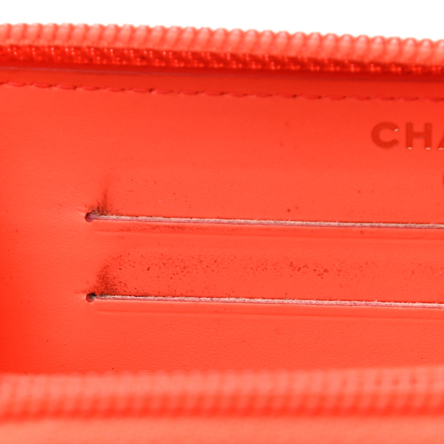 Chanel Patent Quilted Small Boy Zip Around Wallet Orange 9 of 13