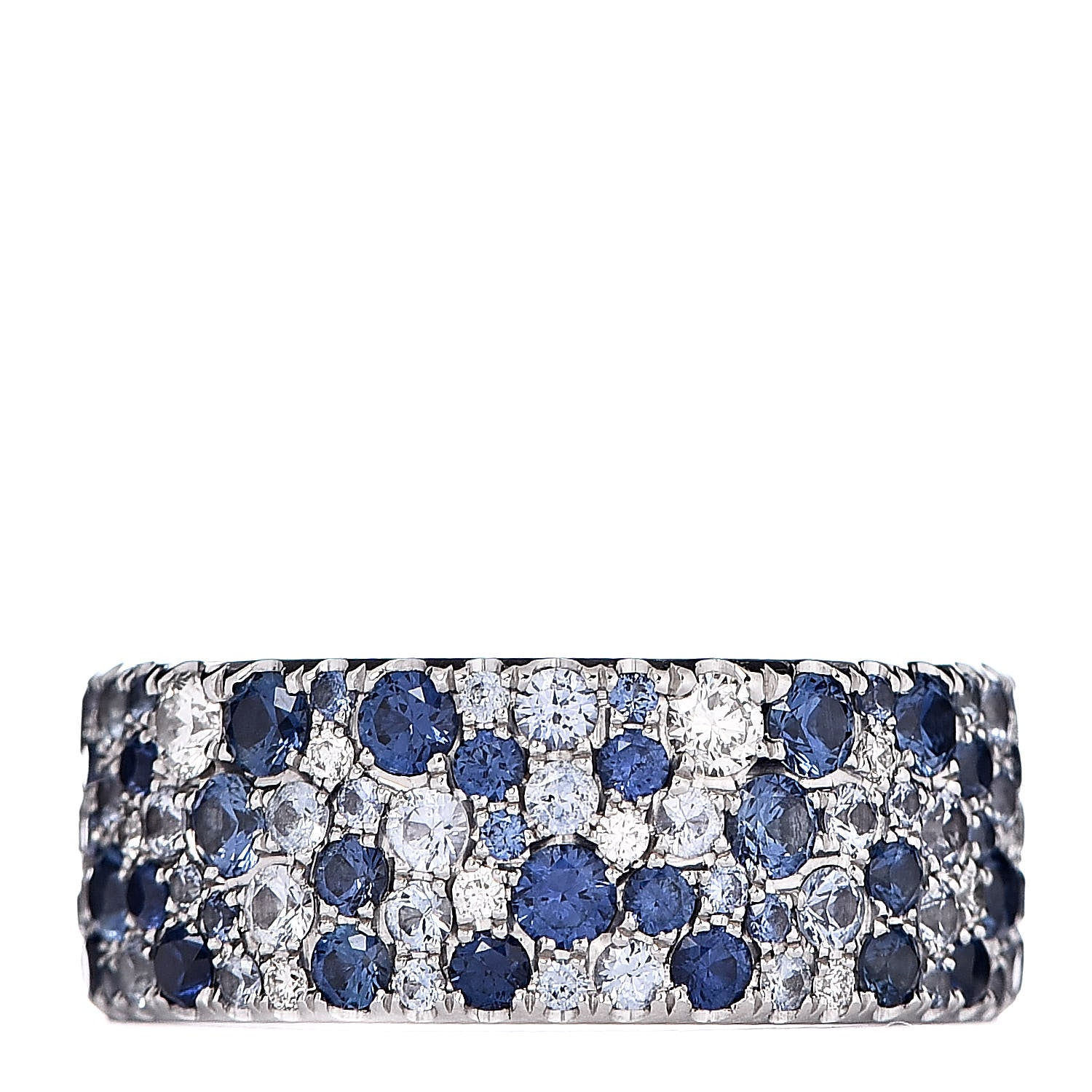 Tiffany 18K White Gold Diamond Blue Sapphire Metro Band Ring 49 5 1 of 5