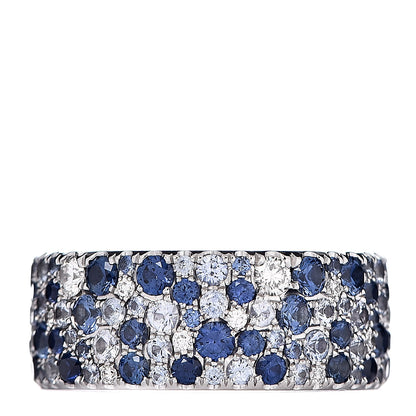 Tiffany 18K White Gold Diamond Blue Sapphire Metro Band Ring 49 5 1 of 5