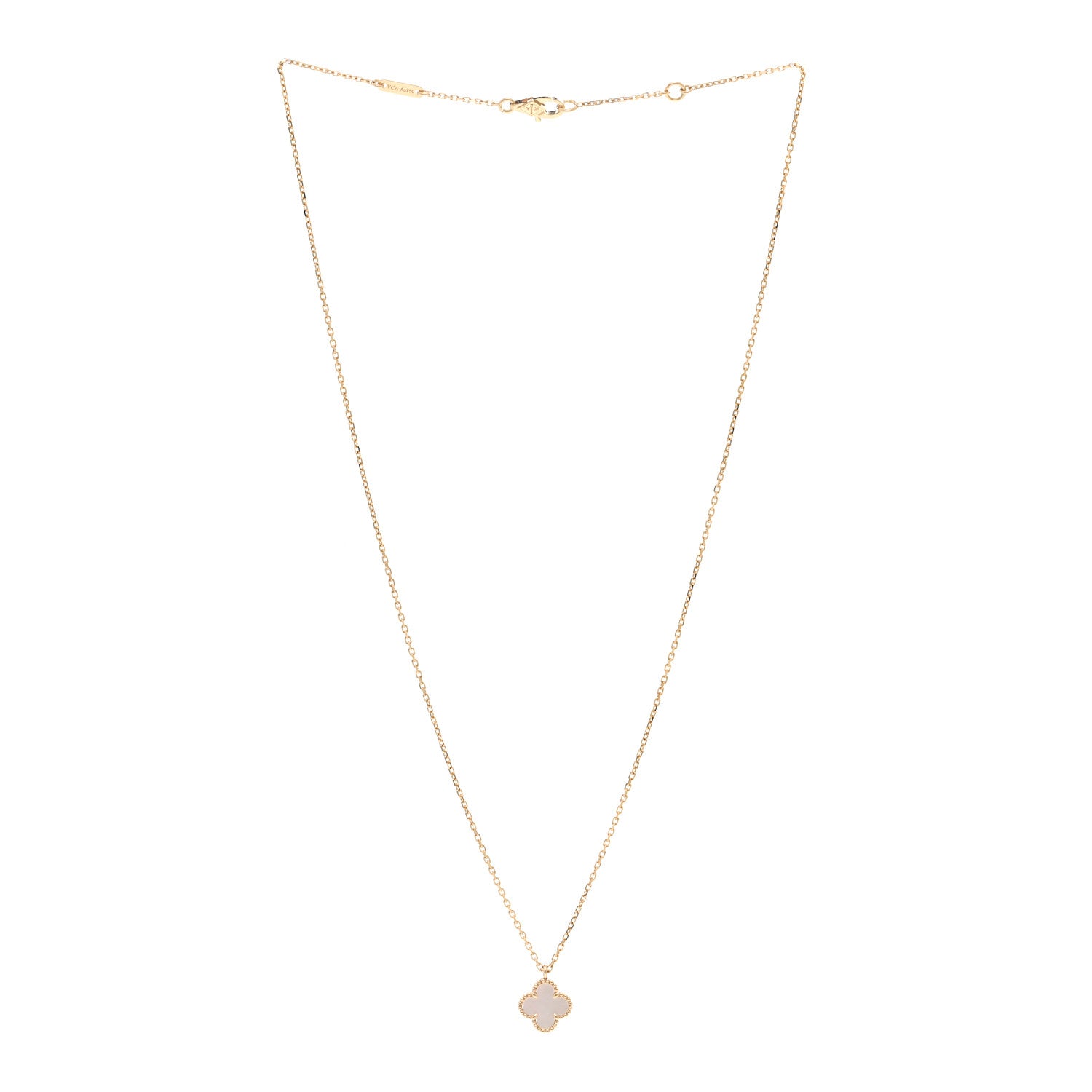 Van Cleef & Arpels 18K Yellow Gold Mother of Pearl Sweet Alhambra Pendant Necklace 3 of 6