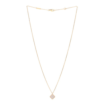 Van Cleef & Arpels 18K Yellow Gold Mother of Pearl Sweet Alhambra Pendant Necklace 3 of 6