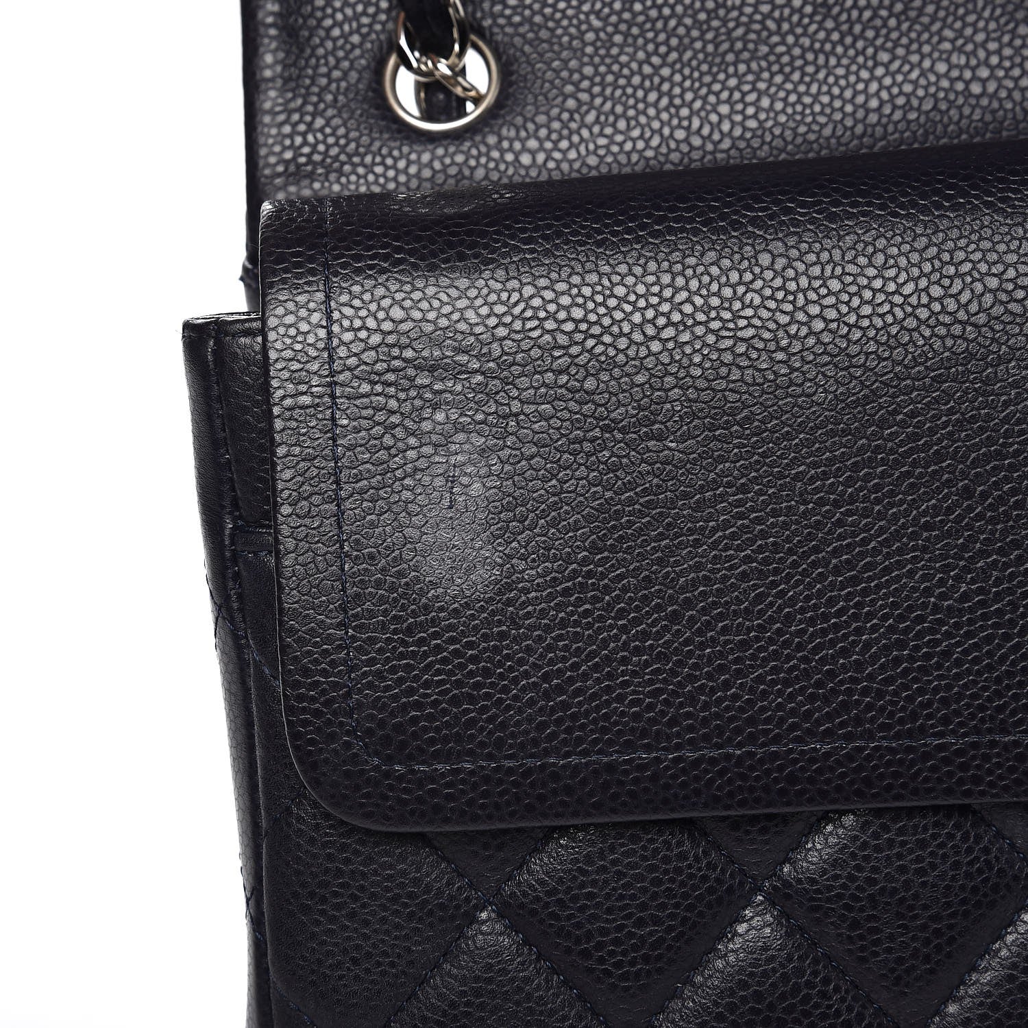 Chanel Caviar Quilted Jumbo Double Flap Navy Blue 9 of 12