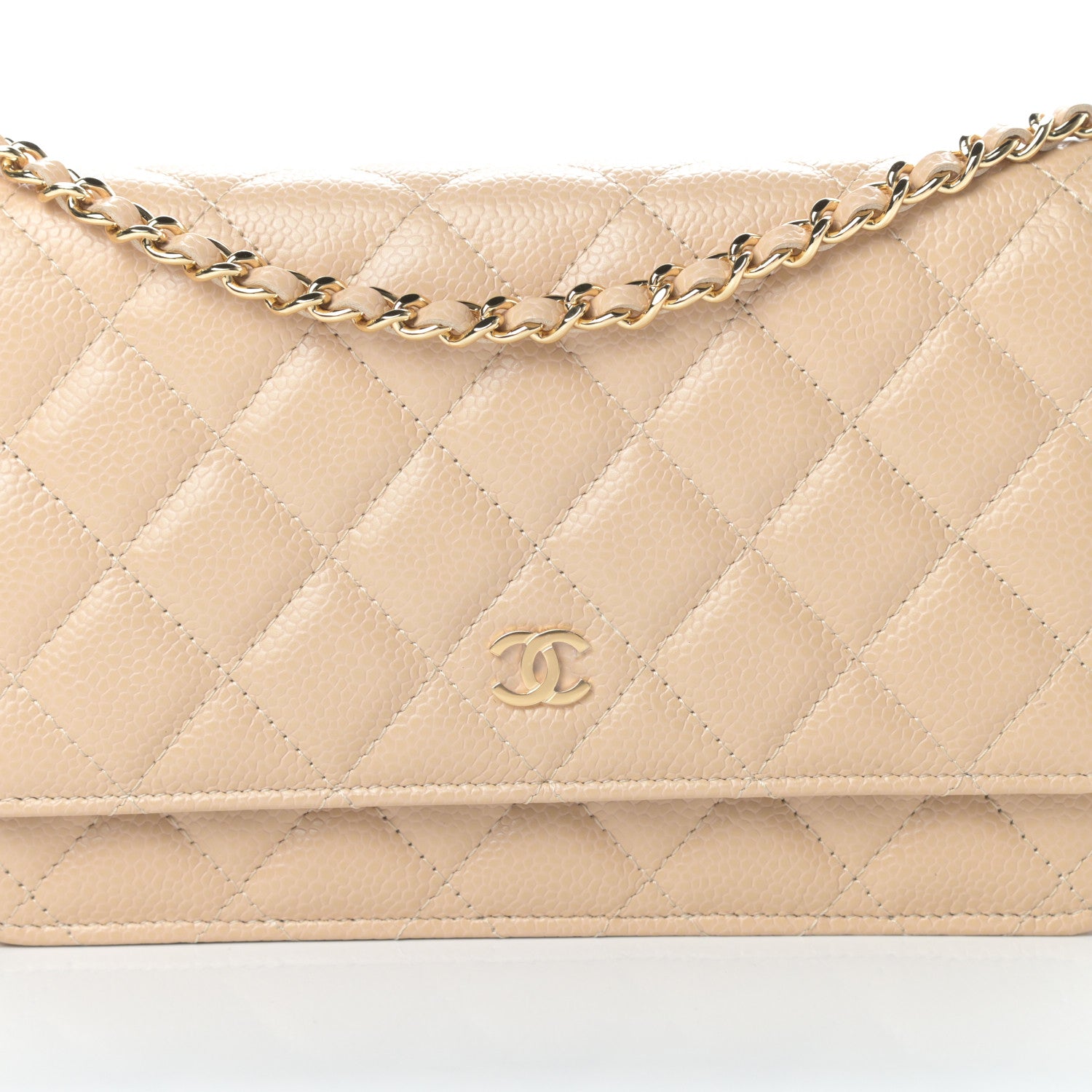 Chanel Caviar Quilted Wallet On Chain WOC Beige 9 of 14