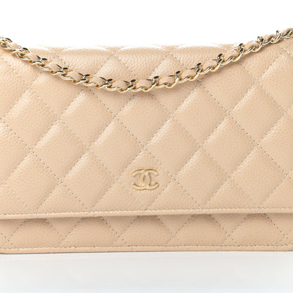 Chanel Caviar Quilted Wallet On Chain WOC Beige 9 of 14