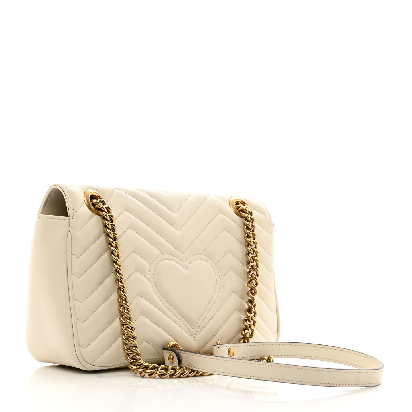 Calfskin Matelasse Small GG Marmont Shoulder Bag White