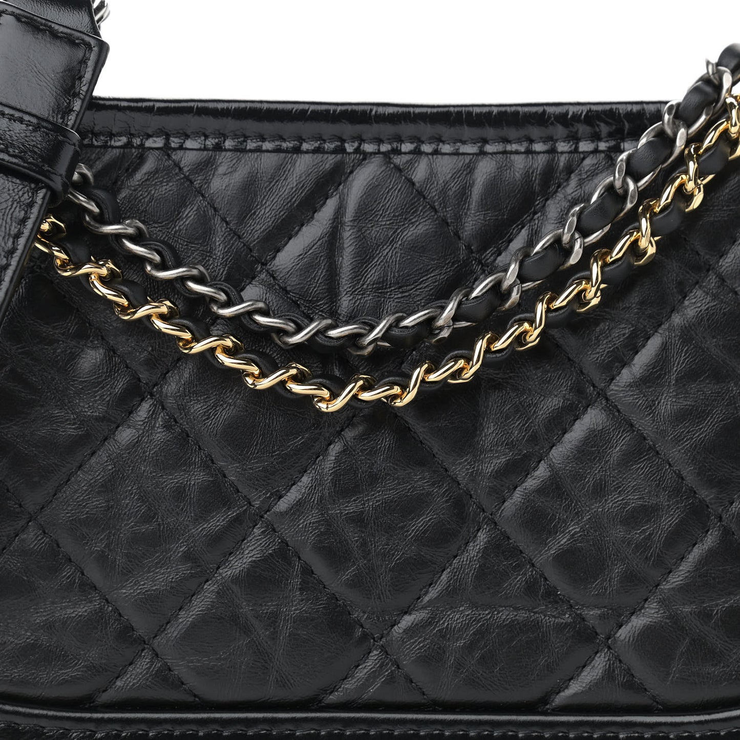 Aged Calfskin Quilted Small Gabrielle Hobo Black