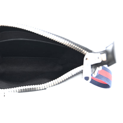 Gucci GG Supreme Monogram Web Small Flat Messenger Bag Black Grey 5 of 10