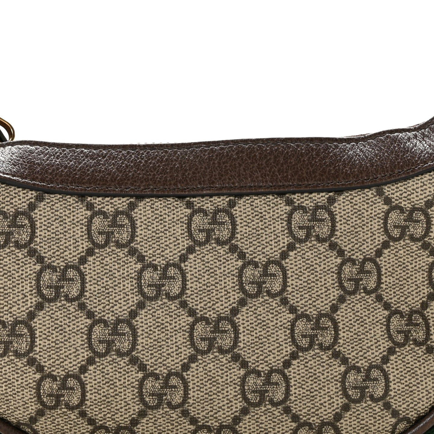 GG Supreme Monogram Textured Calfskin Web Mini Ophidia Half Moon Hobo Beige Ebony New Acero