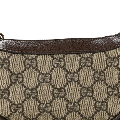 Gucci GG Supreme Monogram Textured Calfskin Web Mini Ophidia Half Moon Hobo Beige Ebony New Acero 8 of 14