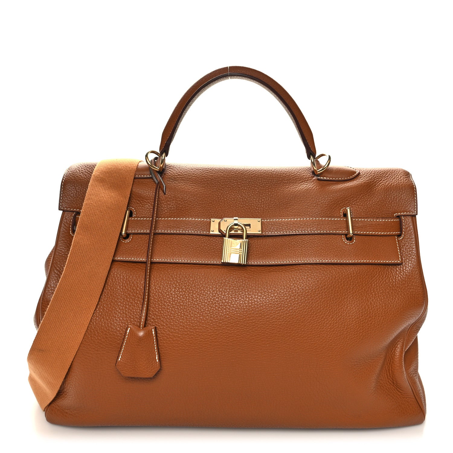 Hermes Taurillon Clemence Voyage Kelly 50 Gold 1 of 14
