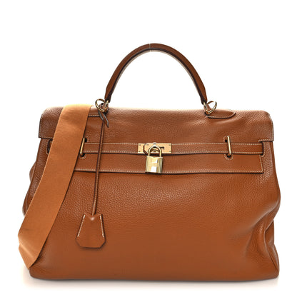 Hermes Taurillon Clemence Voyage Kelly 50 Gold 1 of 14