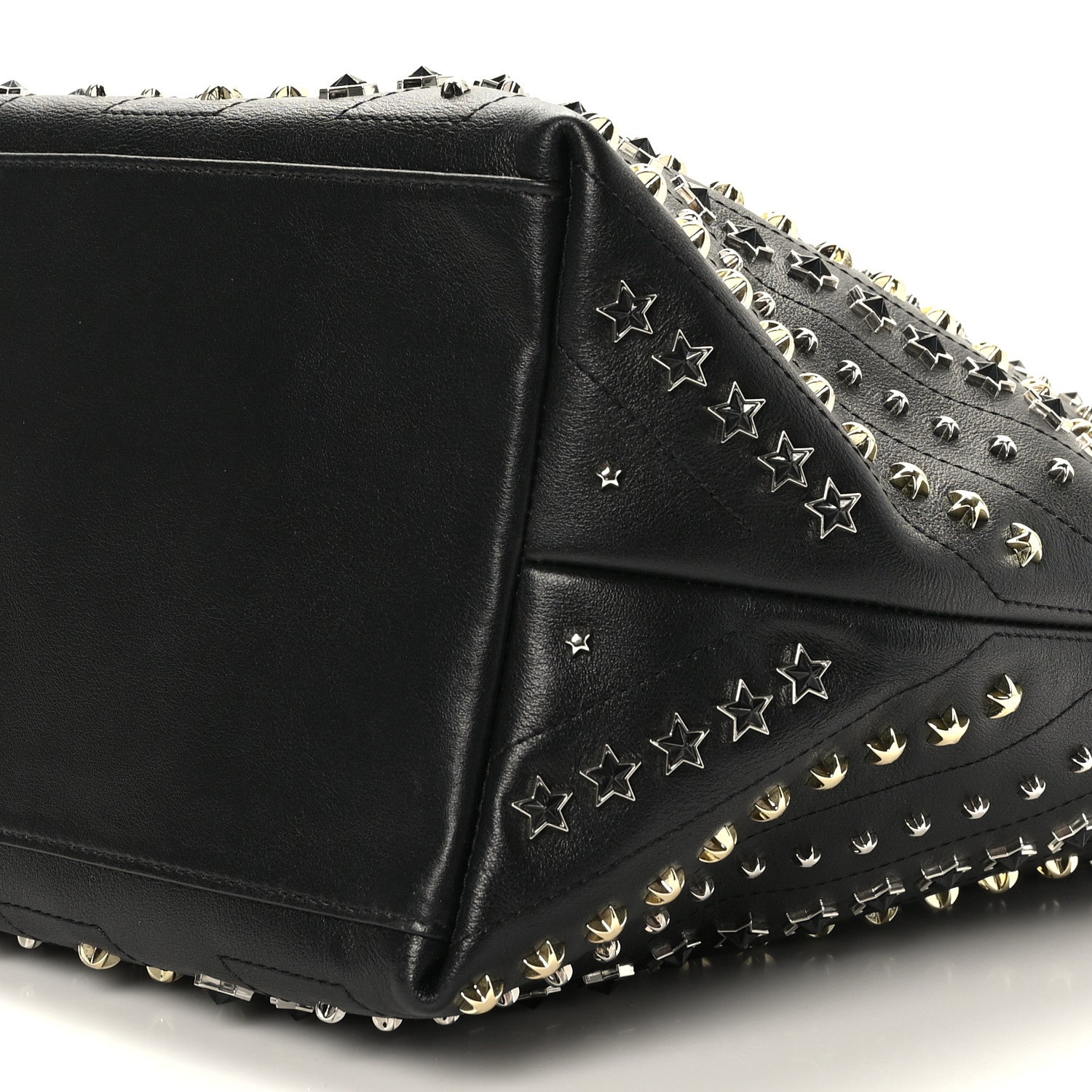 Jimmy Choo Calfskin Diagonal Star Studded Tote Black 8 of 8